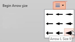 Begin Arrow size options