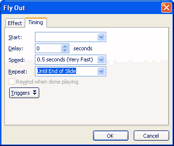 Fly Out dialog box