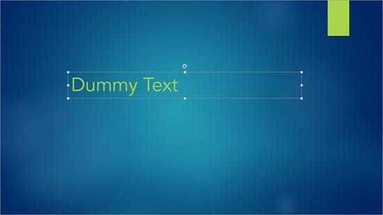 Dummy text typed within a text container
