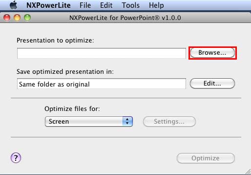 NXPowerLite for PowerPoint interface
