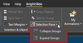 Collapse Groups with BrightSlide in PowerPoint's Selection Pane