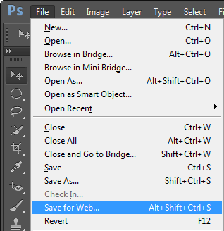 Summon Photoshop's Save for Web option