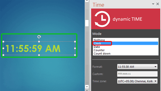 Clock mode selected