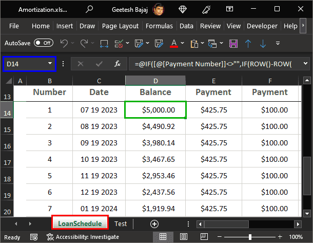 Make a note of the sheet name and the cell address in Excel