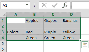A range in Excel