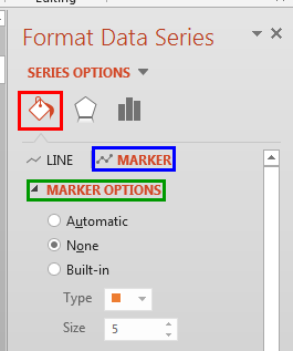 Marker options within the Format Data Series Task Pane