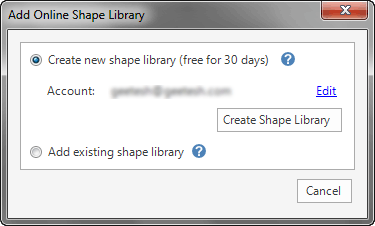 Create new shape library option within the Add Online Shape Library dialog box